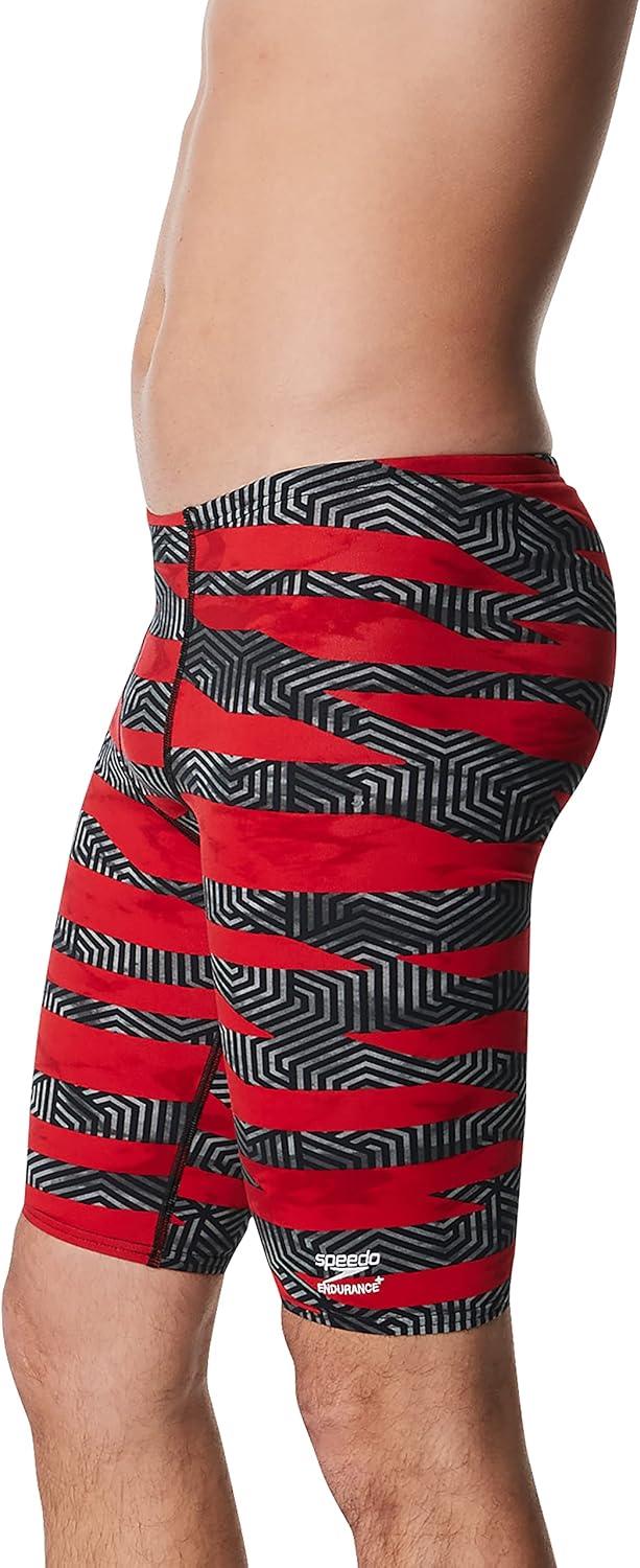 imageSpeedo Mens Swimsuit Jammer Endurance Printed Team ColorsContort Speedo Red