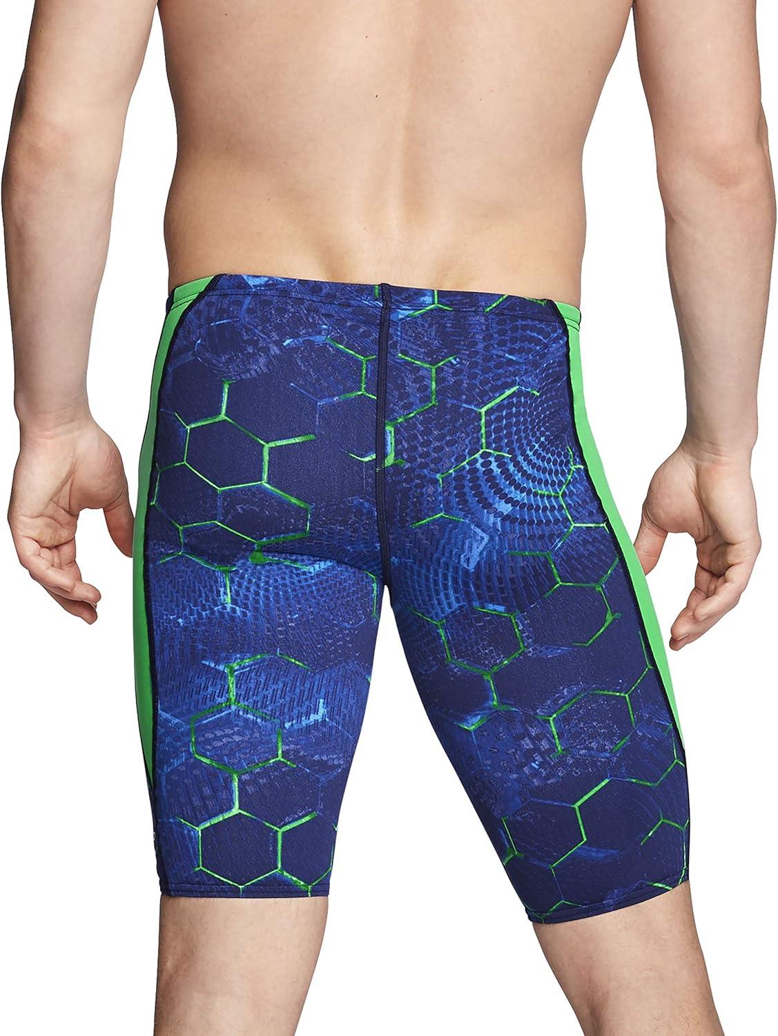 imageSpeedo Mens Swimsuit Jammer Endurance Printed Team ColorsEmerging BlueGreen