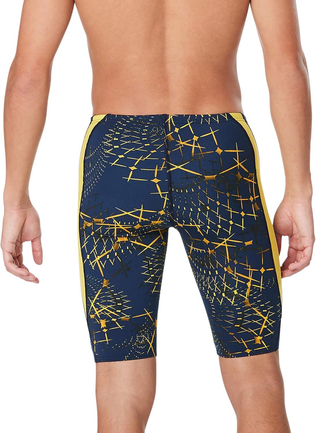 imageSpeedo Mens Swimsuit Jammer Endurance Printed Team ColorsGalactic NavyGold
