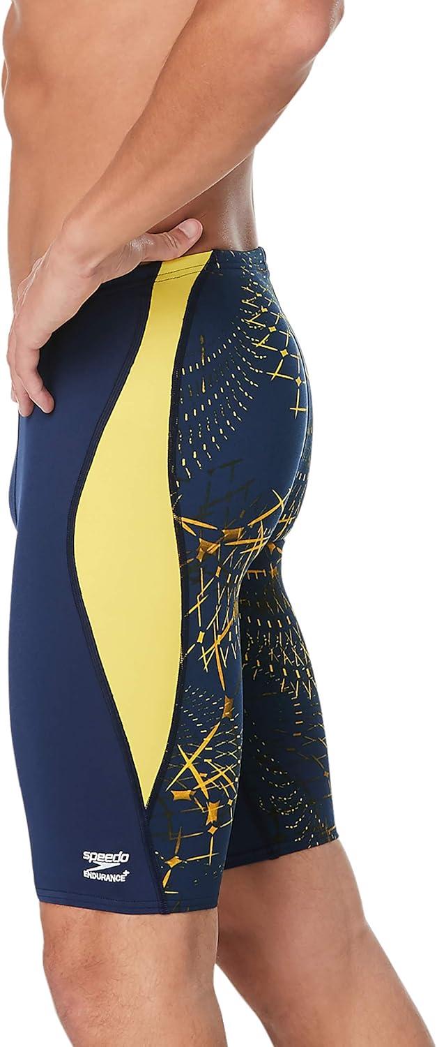 imageSpeedo Mens Swimsuit Jammer Endurance Printed Team ColorsGalactic NavyGold