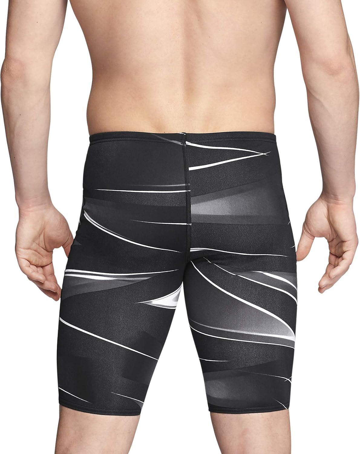 imageSpeedo Mens Swimsuit Jammer Endurance Printed Team ColorsInfinite BlackWhite