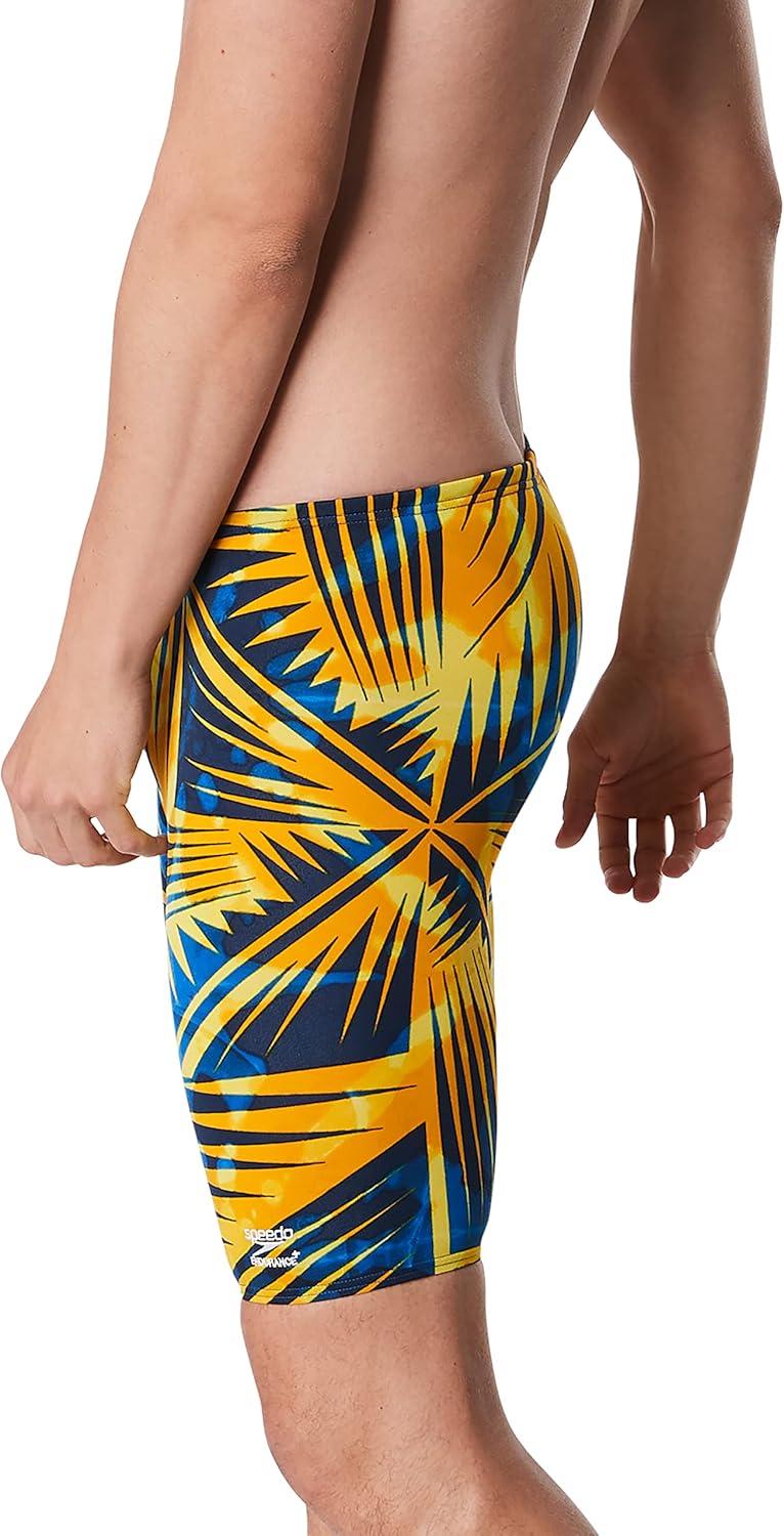 imageSpeedo Mens Swimsuit Jammer Endurance Printed Team ColorsReflected BlueGold