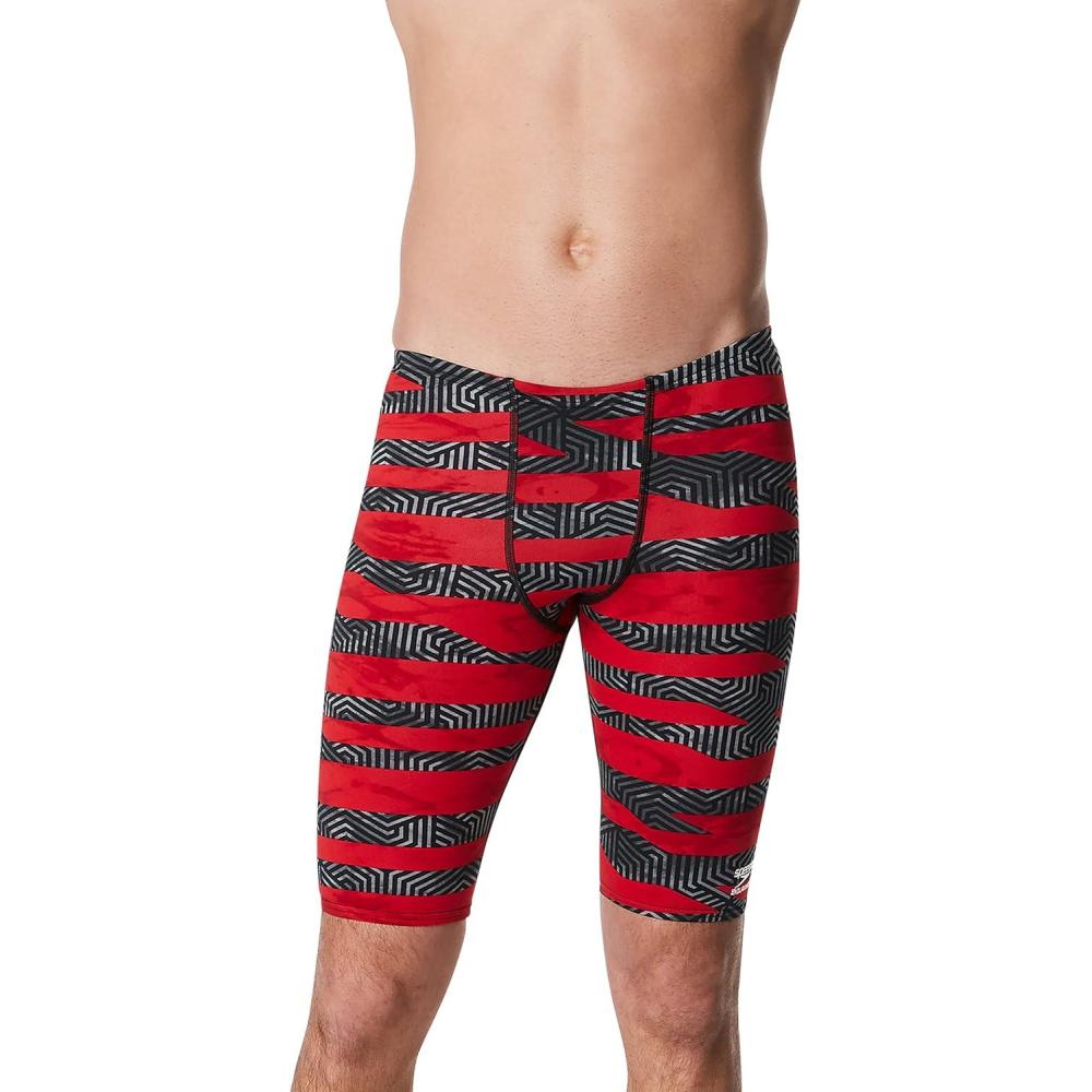 imageSpeedo Mens Swimsuit Jammer Endurance Printed Team ColorsContort Speedo Red