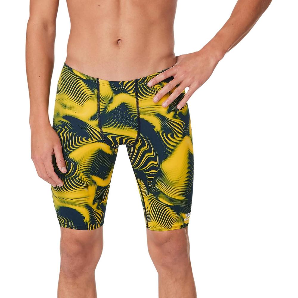 imageSpeedo Mens Swimsuit Jammer Endurance Printed Team ColorsFusion NavyGold
