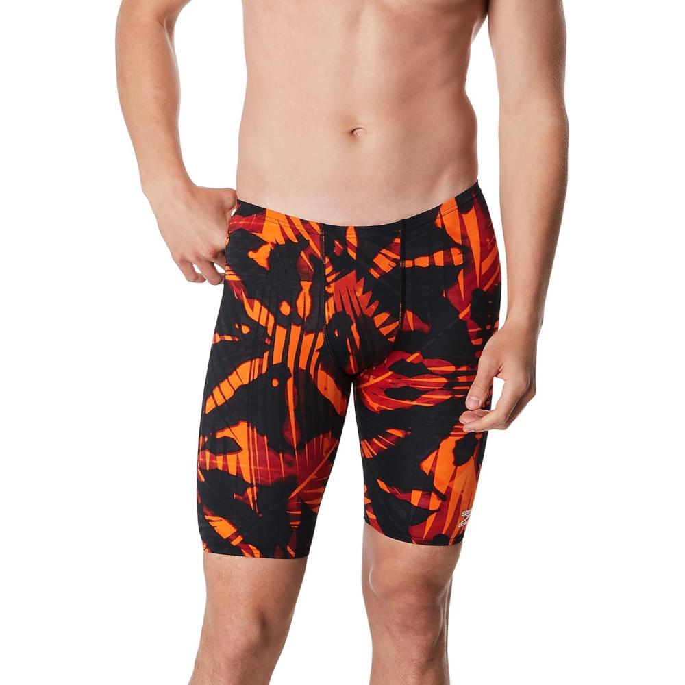 imageSpeedo Mens Swimsuit Jammer Endurance Printed Team ColorsReflected Speedo Orange