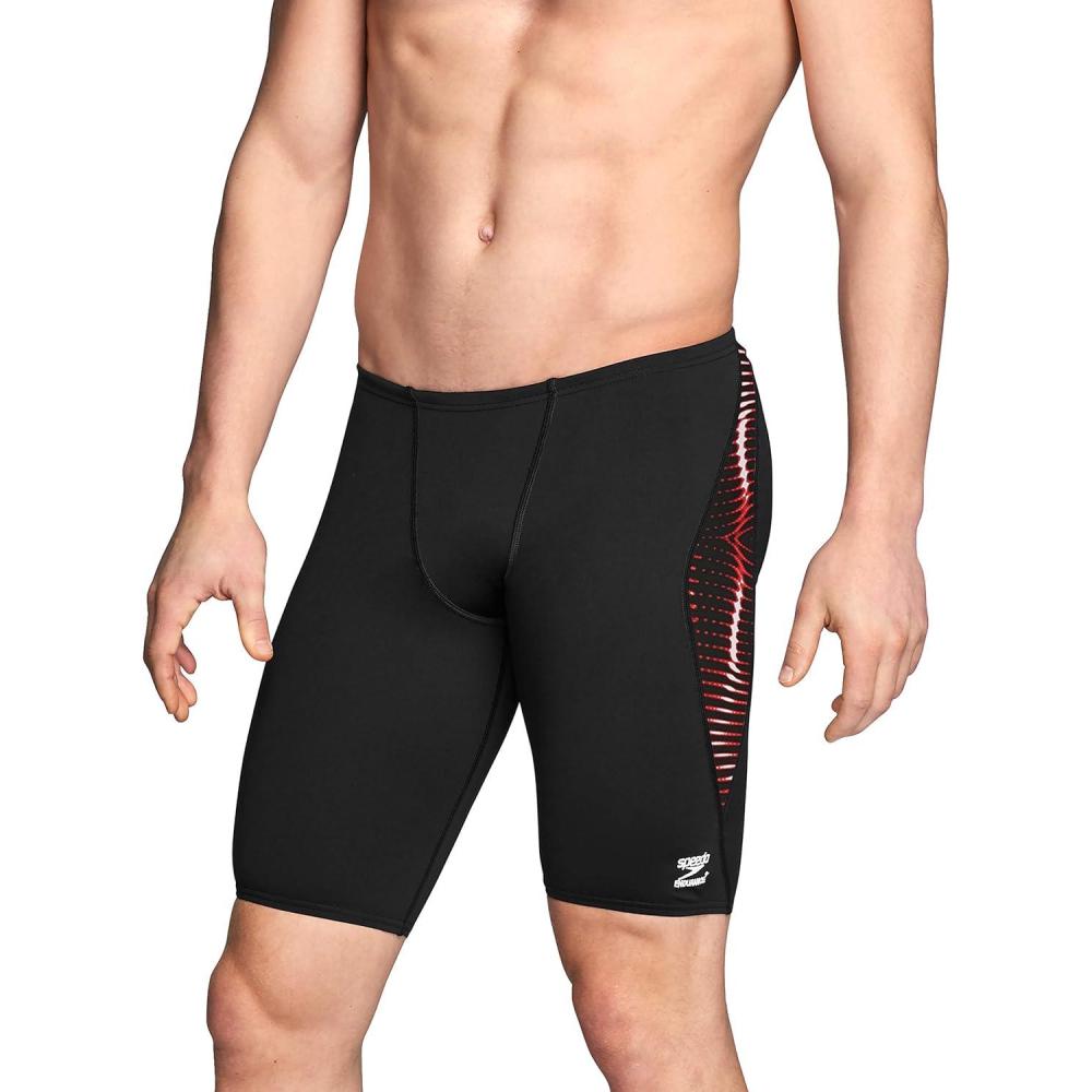 imageSpeedo Mens Swimsuit Jammer Endurance Printed Team ColorsSolar Speedo Red