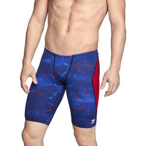 imageSpeedo Mens Swimsuit Jammer Endurance Printed Team ColorsEmerging RedWhiteBlue