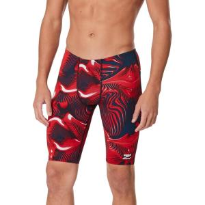 imageSpeedo Mens Swimsuit Jammer Endurance Printed Team ColorsFusion RedWhiteBlue