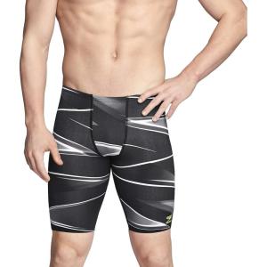 imageSpeedo Mens Swimsuit Jammer Endurance Printed Team ColorsInfinite BlackWhite