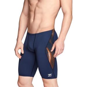 imageSpeedo Mens Swimsuit Jammer Endurance Printed Team ColorsSolar NavyOrange