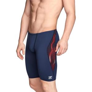 imageSpeedo Mens Swimsuit Jammer Endurance Printed Team ColorsSolar RedWhiteBlue