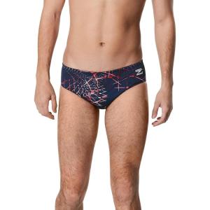 imageSpeedo Mens Caged Out Brief Endurance SwimsuitGalactic RedWhiteBlue