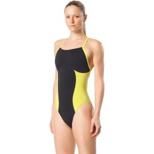imageSpeedo Womens Swimsuit One Piece Endurance Flyback Printed Adult Team ColorsSpark BlackYellow
