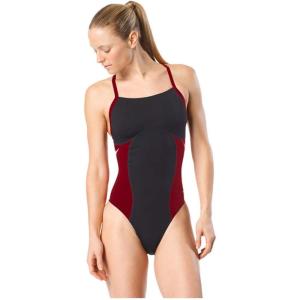 imageSpeedo Womens Swimsuit One Piece Endurance Flyback Printed Adult Team ColorsSpark MaroonBlack