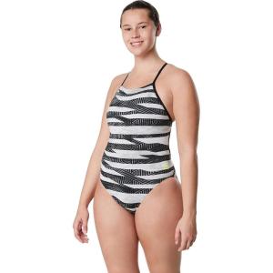 imageSpeedo Womens Swimsuit One Piece ProLT Cross Back Printed Adult Team ColorsContort Speedo BlackWhite