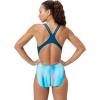 imageSpeedo Womens Swimsuit One Piece Creora Highclo Quantum Splice High Cut SolidDark Teal Lani Blur