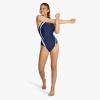imageSpeedo Womens Swimsuit One Piece Creora Highclo Quantum Splice High Cut SolidFusion NavyWhite