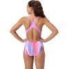 imageSpeedo Womens Swimsuit One Piece Creora Highclo Quantum Splice High Cut SolidNeon Violet Lani Blur