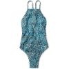 imageSpeedo Womens Swimsuit One Piece Endurance Turnz Tie Back PrintedHigh Neck Aqua