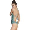 imageSpeedo Womens Swimsuit One Piece Endurance Turnz Tie Back PrintedHigh Neck Aqua