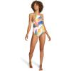 imageSpeedo Womens Swimsuit One Piece Endurance Turnz Tie Back PrintedHigh Neck Block Tropics