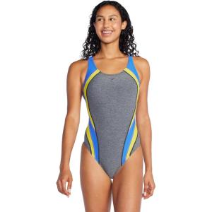 imageSpeedo Womens Swimsuit One Piece Creora Highclo Quantum Splice High Cut SolidHeather Jet Black