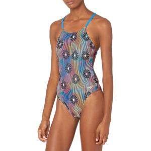 imageSpeedo Womens Swimsuit One Piece Endurance Turnz Tie Back PrintedBlue Lemonade
