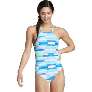 imageSpeedo Womens Swimsuit One Piece Endurance Turnz Tie Back PrintedHigh Neck Multi