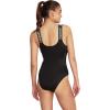 imageSpeedo Womens Swimsuit One Piece Logo Back Strap Contemporary CutTexture Rib Speedo Black