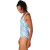 imageSpeedo Womens Swimsuit One Piece Thin Strap High CutTopography Swirl Dazzling Blue