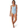 imageSpeedo Womens Swimsuit One Piece Thin Strap High CutTopography Swirl Dazzling Blue