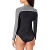 imageSpeedo Womens Uv Swim Shirt Long Sleeve Full Zip Front RashguardHeather Speedo Black