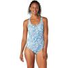 imageSpeedo Womens Swimsuit One Piece Thin Strap High CutTopography Swirl Dazzling Blue