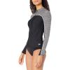imageSpeedo Womens Uv Swim Shirt Long Sleeve Full Zip Front RashguardHeather Speedo Black