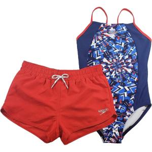 imageSpeedo Girls Swimsuit One Piece Thin StrapsRedWhiteBlue