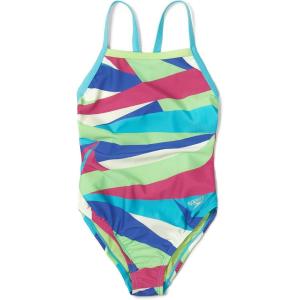 imageSpeedo Girls Swimsuit One Piece Thin StrapsWavy Paradise Green