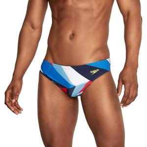 imageSpeedo Mens Swimsuit Brief Creora Highclo PrintedDrift RedWhiteBlue
