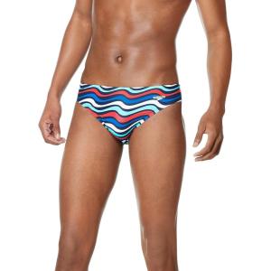 imageSpeedo Mens Swimsuit Brief Creora Highclo PrintedWavy Bittersweet