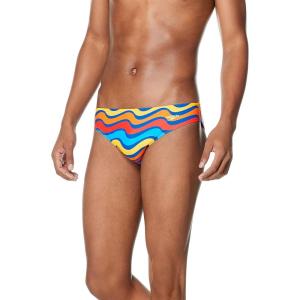 imageSpeedo Mens Swimsuit Brief Creora Highclo PrintedWavy Vibrant Orange