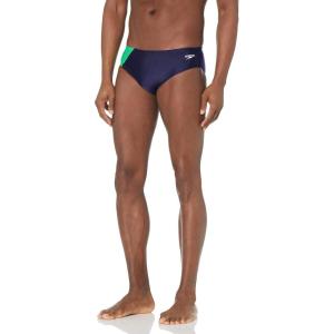 imageSpeedo Mens Swimsuit Brief PowerFlex Eco Revolve Splice Team Colors Purple 36NavyGreen