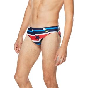 imageSpeedo Mens Swimsuit Brief PowerFlex Eco SolarRed White Blue