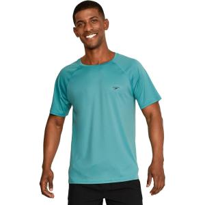 imageSpeedo Mens Uv Swim Shirt Short Sleeve Regular Fit SolidPorcelain