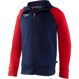 imageSpeedo Unisexchild Sweatshirt Full Zip Hooded Jacket Team Warm UpRedWhiteBlue