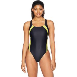 imageSpeedo Womens Powerflex Eco Taper Splice Pulse Back One Piece SwimsuitBlackGold