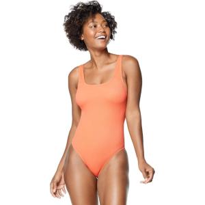 imageSpeedo Womens Swimsuit One Piece Logo Back Strap Contemporary CutRib Hot Coral