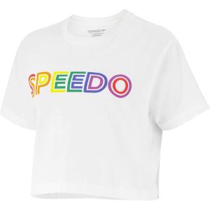 imageSpeedo Womens TShirt Short Sleeve Crew Neck Vintage Crop2022 Pride White