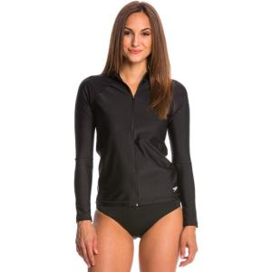 imageSpeedo Womens Uv Swim Shirt Long Sleeve Full Zip Front RashguardSpeedo Black