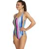 imageSpeedo Womens Swimsuit One Piece Adjustable Square Neck Contemporary CutRainbow Stripe