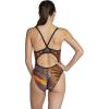 imageSpeedo Womens Swimsuit One Piece PowerFlex Flyback Printed Adult Team ColorsCoded Riff Orange