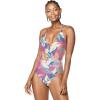 imageSpeedo Womens Swimsuit One Piece VNeck Halter Contemporary CutTexture Tropical